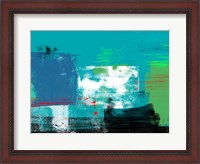 Framed Abstract Turquoise and White
