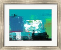 Framed Abstract Turquoise and White
