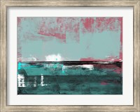 Framed Abstract Turquoise and Indian Red