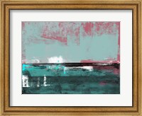 Framed Abstract Turquoise and Indian Red