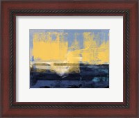 Framed Abstract Dark Blue and Yellow