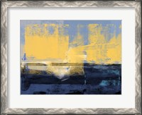 Framed Abstract Dark Blue and Yellow