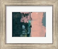 Framed Abstract Green and Coral Pink