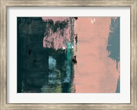 Framed Abstract Green and Coral Pink