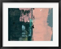 Framed Abstract Green and Coral Pink