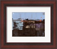 Framed Abstract Blue and Dark Brown
