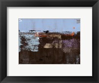 Framed Abstract Blue and Dark Brown