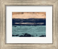Framed Abstract Turquoise Yellow and Dark Blue