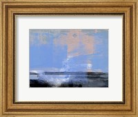 Framed Abstract Light Blue and Black