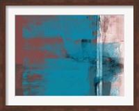 Framed Abstract Blue Brown and White