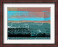 Framed Blue and Brown Abstract Composition