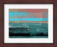 Framed Blue and Brown Abstract Composition