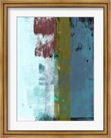 Framed Light Blue and Olive Abstract Composition I