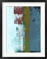 Framed Light Blue and Olive Abstract Composition I