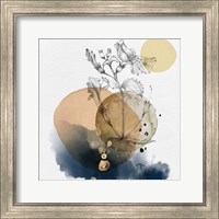 Framed Flower and Watercolor Circles III