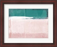 Framed Abstract Green and Pink