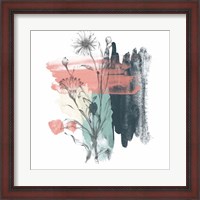 Framed Abstract Flower Teal Watercolor