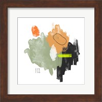 Framed Abstract Orange and Green Watercolor