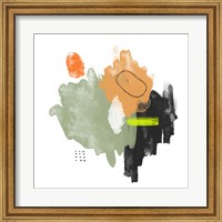 Framed Abstract Orange and Green Watercolor