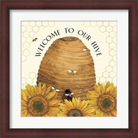 Framed Honey Bees & Flowers Please III-Welcome