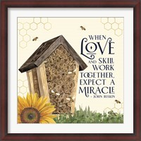 Framed Honey Bees & Flowers Please V-Love and Skill
