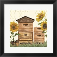 Framed Honey Bees & Flowers Please VII