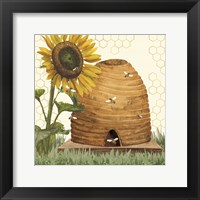 Framed Honey Bees & Flowers Please VIII
