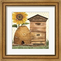 Framed Honey Bees & Flowers Please IX