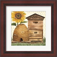 Framed Honey Bees & Flowers Please IX