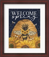 Framed Honey Bees & Flowers Please portrait III-Welcome Spring