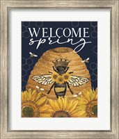 Framed Honey Bees & Flowers Please portrait III-Welcome Spring