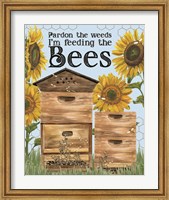 Framed Honey Bees & Flowers Please portrait IV-Pardon the Weeds