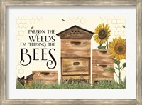 Framed Honey Bees & Flowers Please landscape I-Pardon the Weeds