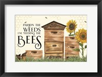 Framed Honey Bees & Flowers Please landscape I-Pardon the Weeds