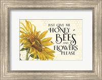 Framed Honey Bees & Flowers Please landscape III-Give me Honey Bees