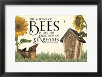 Framed Honey Bees & Flowers Please landscape IV-Sunbeams