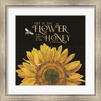 Framed Honey Bees & Flowers Please on black II-The Flower