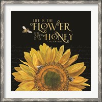 Framed Honey Bees & Flowers Please on black II-The Flower