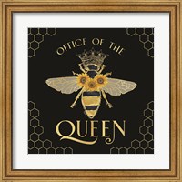 Framed Honey Bees & Flowers Please on black IV-The Queen