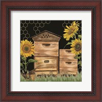 Framed Honey Bees & Flowers Please on black VII