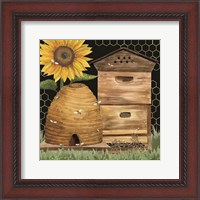 Framed Honey Bees & Flowers Please on black IX
