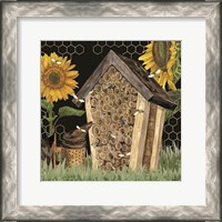 Framed Honey Bees & Flowers Please on black X