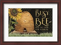 Framed Honey Bees & Flowers Please landscape on black II-Busy Bee