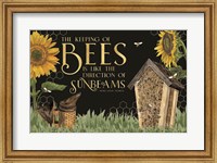 Framed Honey Bees & Flowers Please landscape on black IV-Sunbeams
