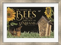 Framed Honey Bees & Flowers Please landscape on black IV-Sunbeams