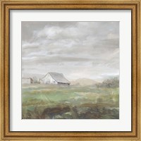 Framed White Barn Fields