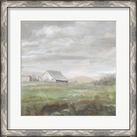 Framed White Barn Fields