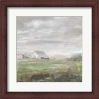 Framed White Barn Fields