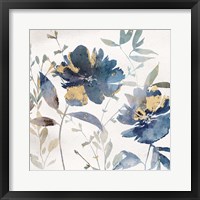 Framed Blue Watercolor Florals II