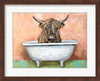 Framed Bathtime Highland Cow